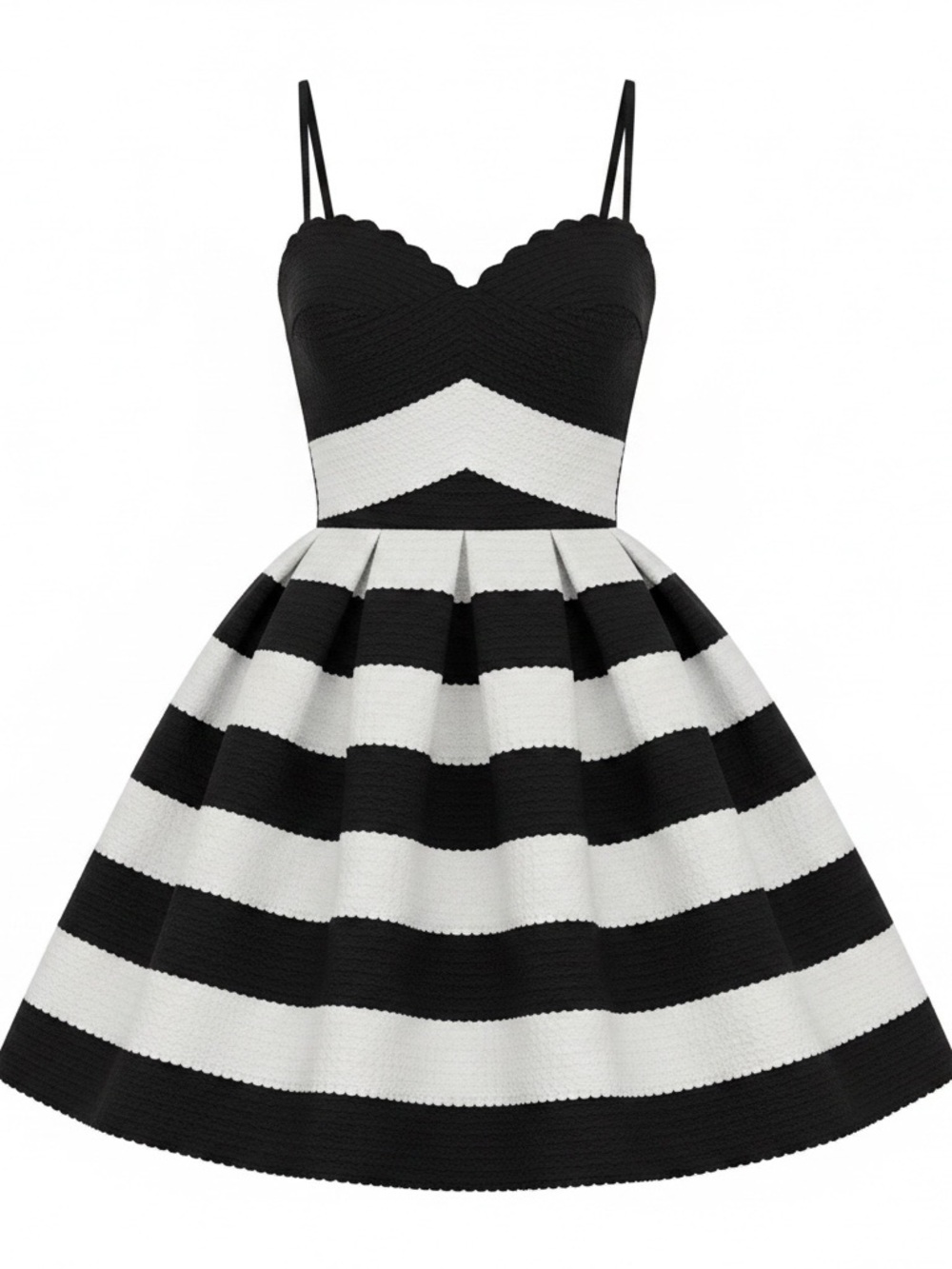 B Darlin Black and White Textured Striped Dress